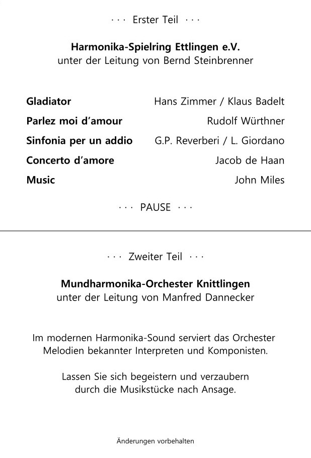 Konzertprogramm 2022